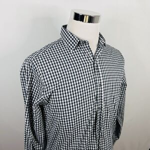 Bar III 16 32/33 Slim Fit Dress Shirt Gray White Plaid Stretch Cotton Blend